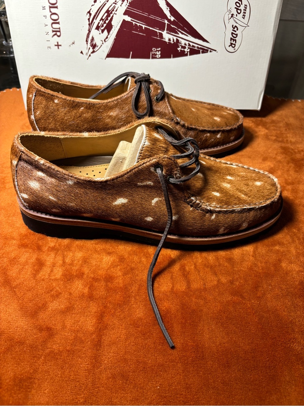 Sperry Brown Spotted Leather Lace-Up Loafers - Picture 2 of 8